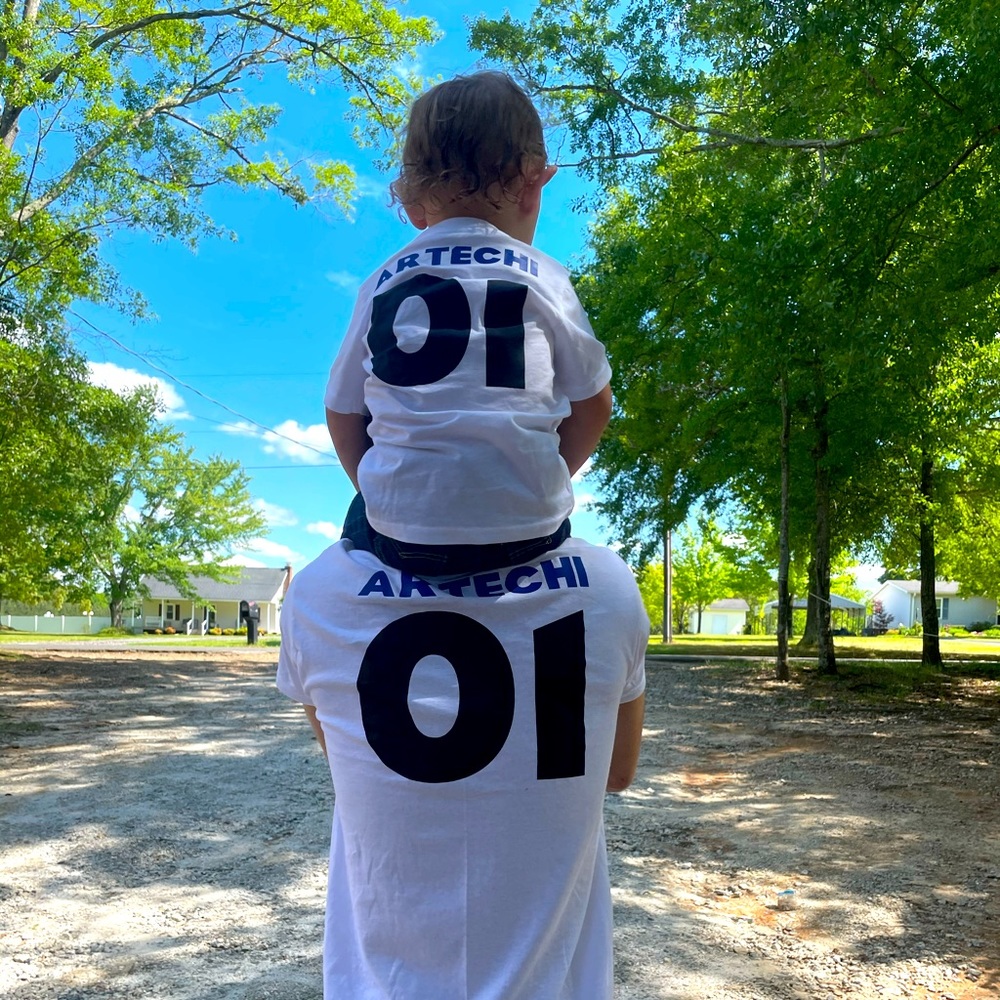Matching him son father shirts.